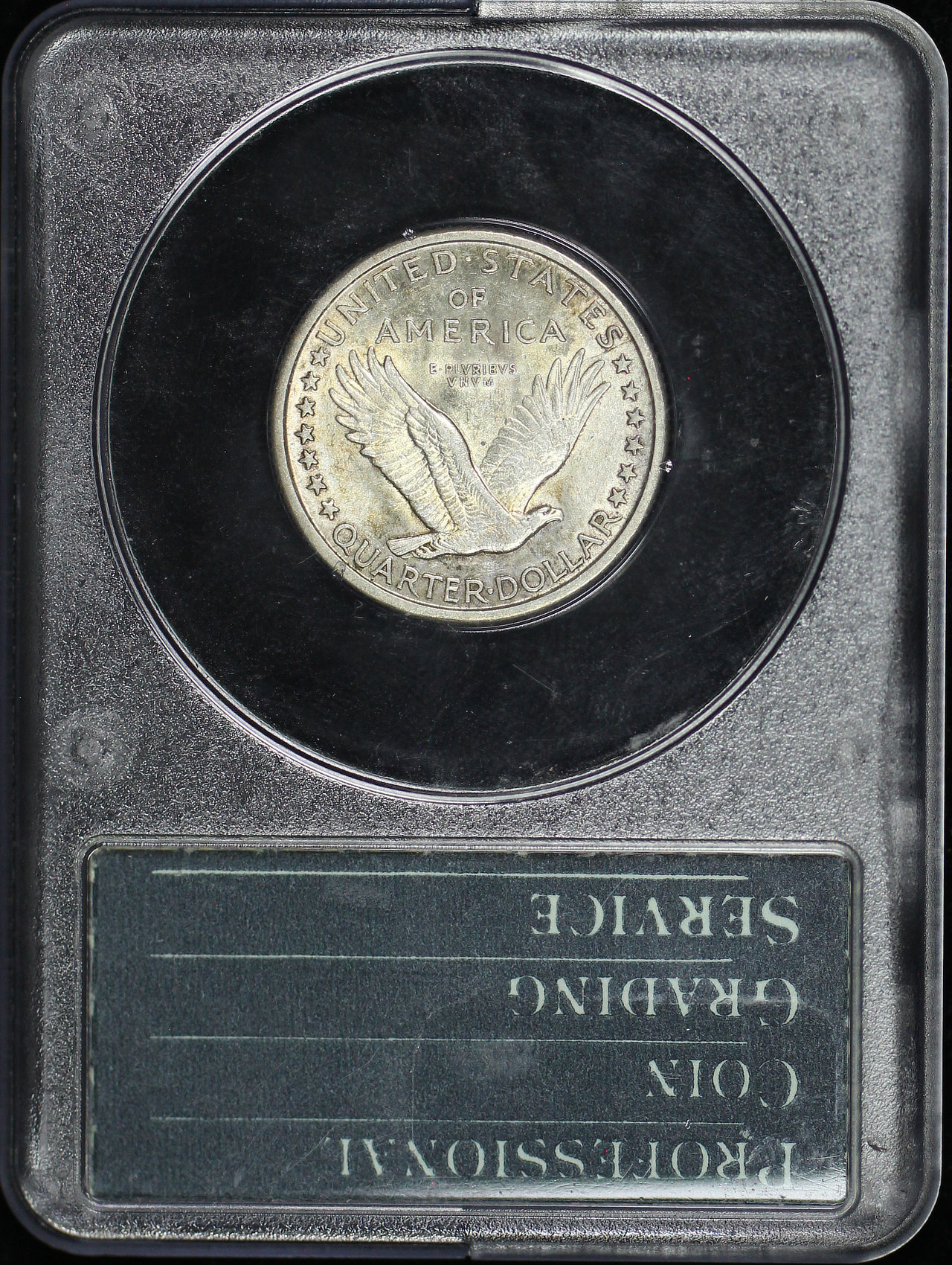 Reverse of this 1917-D Standing Liberty Quarter Type 1 PCGS AU-58 Old Green Rattler Holder