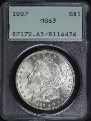 Obverse of this 1887 Morgan Dollar PCGS MS-63