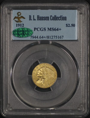 Obverse of this 1912 Indian $2.5 PCGS MS-64+ CAC