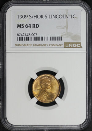 Obverse of this 1909-S/HOR-S Lincoln Cent Wheat Reverse NGC MS-64 RD