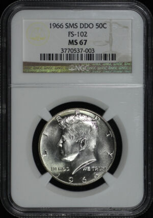 Obverse of this 1966 SMS Kennedy Half Dollar DDO FS-102 NGC MS-67