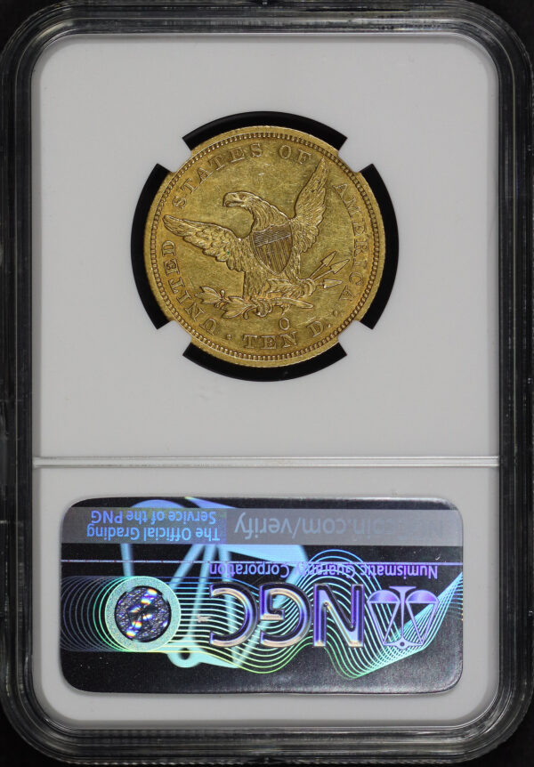 Reverse of this 1845-O 84/84 Liberty Head $10 NGC AU-58
