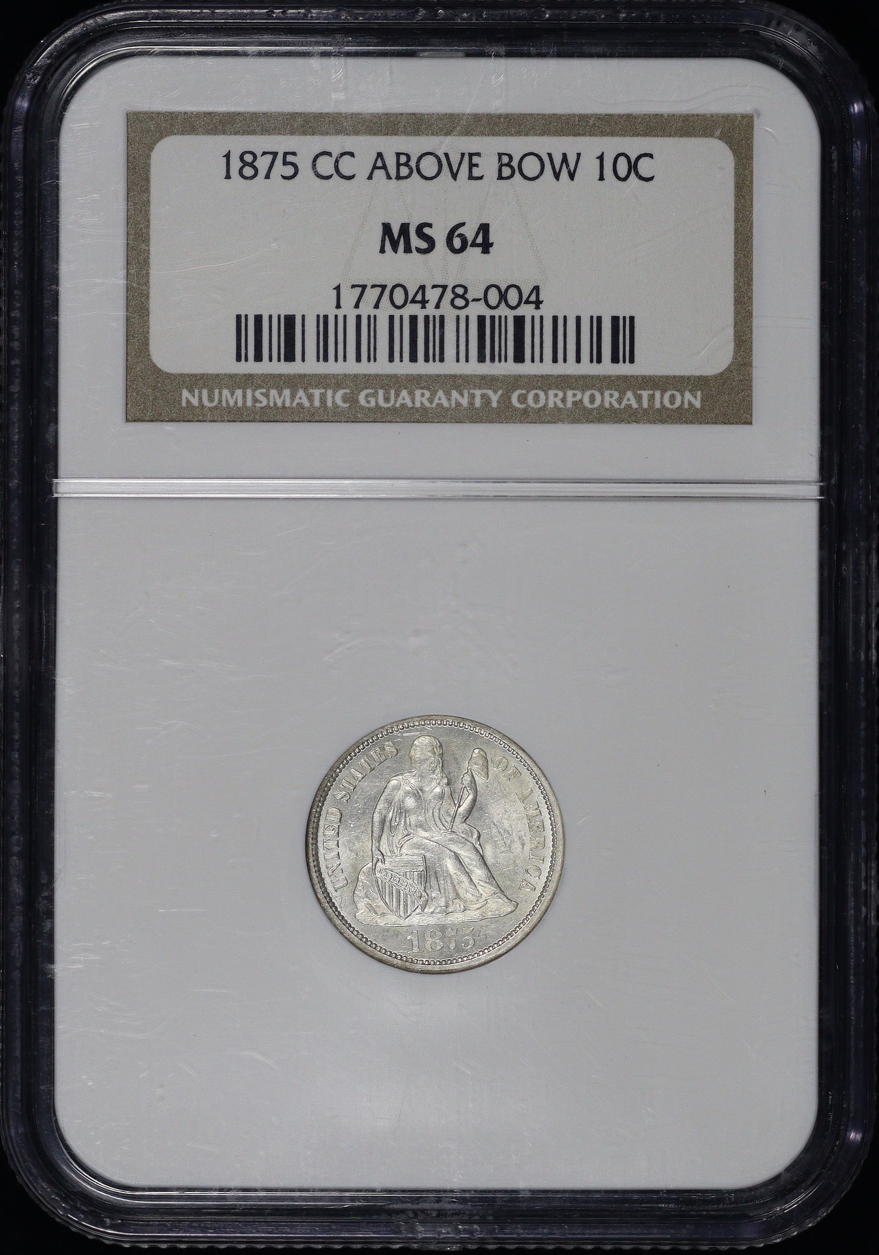 Cc Above Bow Liberty Seated Dime Ngc Ms Northern Nevada Coin