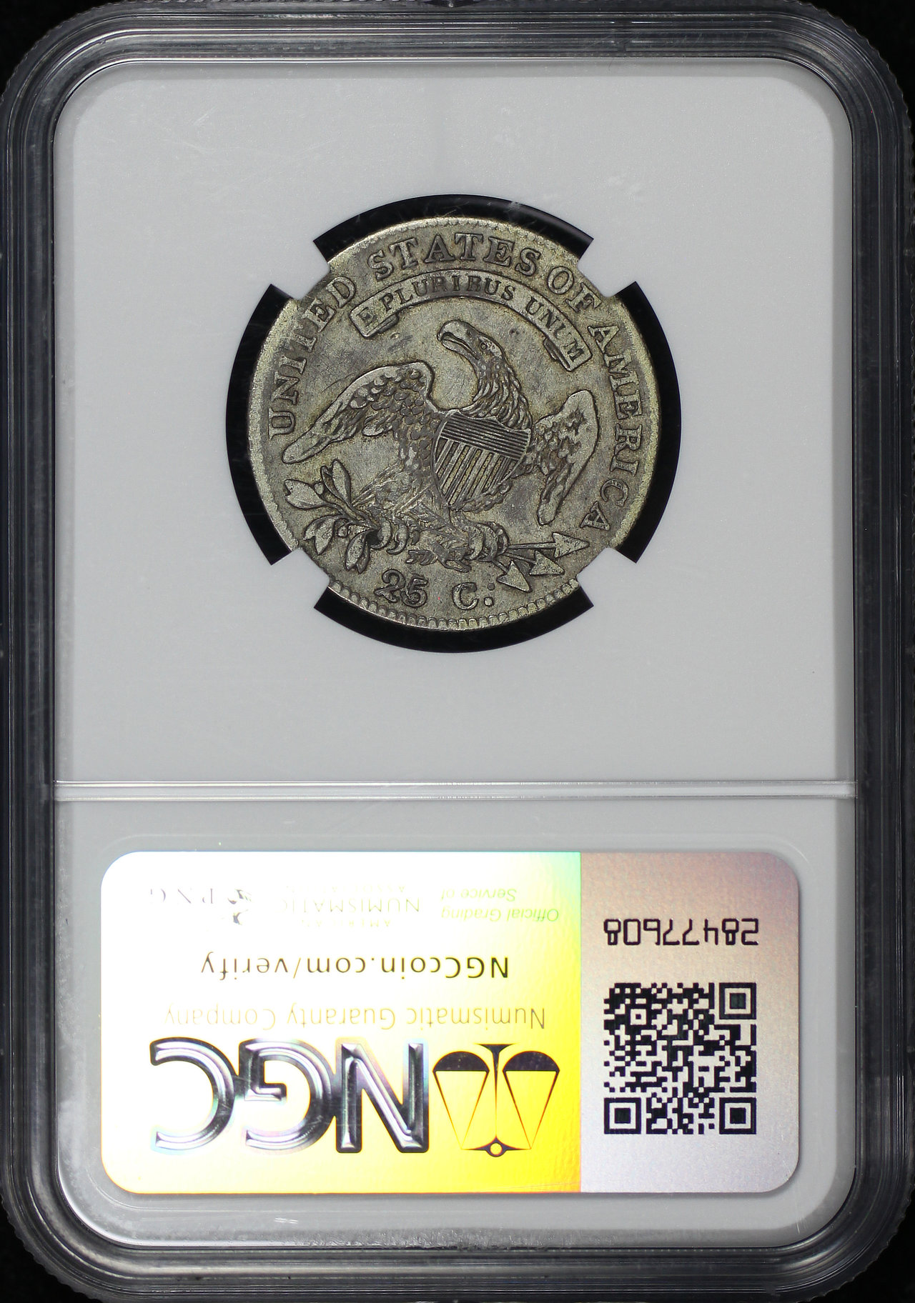 Reverse of this 1819 Capped Bust Quarter Small 9 NGC F-12 B-3