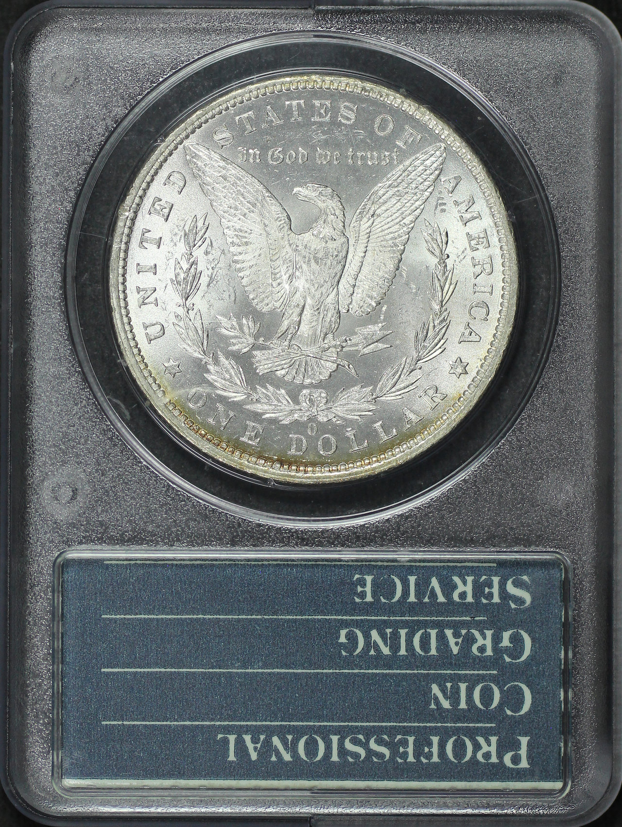 Reverse of this 1879-O Morgan Dollar PCGS MS-62 Old Green Rattler Holder
