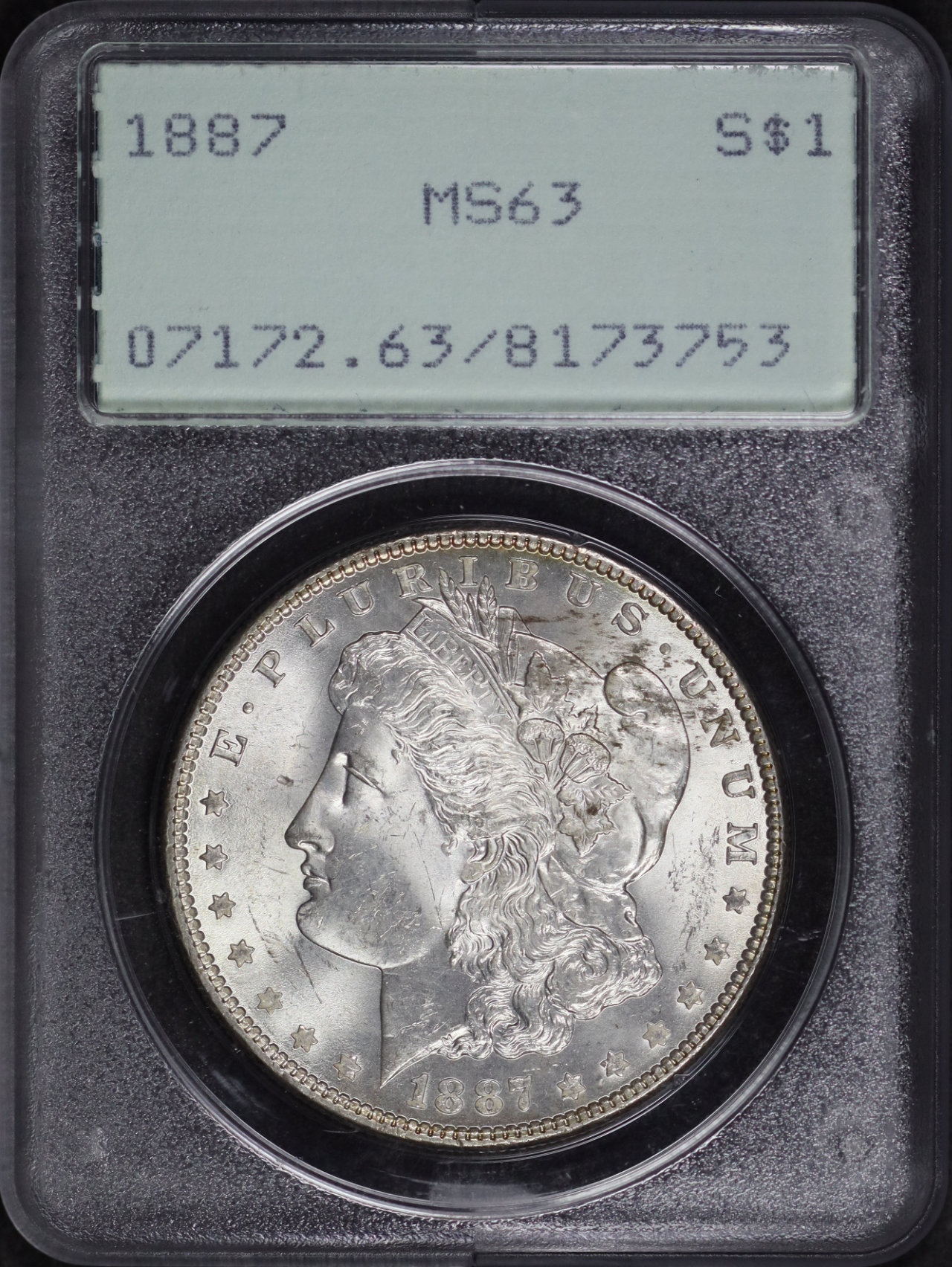 1887 Morgan Dollar PCGS MS-63 Old Green Rattler Holder | Northern