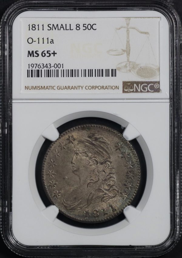 Obverse of this 1811 Capped Bust Half Dollar Small 8 NGC MS-65+ Overton 111a
