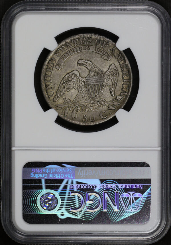 Reverse of this 1827 Capped Bust Half Dollar Curled 2 O-146 NGC AU-53