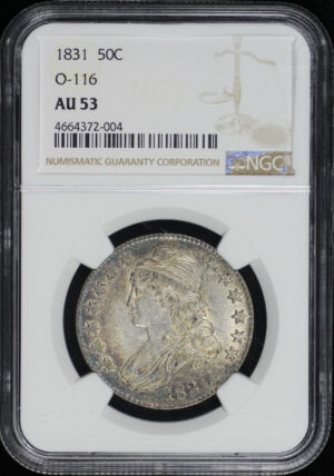 Obverse of this 1831 Capped Bust Half Dollar O-116 NGC AU-53