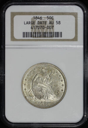 Obverse of this 1846 Liberty Seated Half Dollar Large Date NGC AU-58