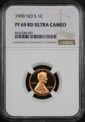 Obverse of this 1990 No S Lincoln Memorial Cent NGC PF-69 RD Ultra Cameo