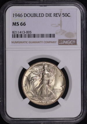 Obverse of this 1946 Doubled Die Reverse Walking Liberty Half Dollar FS-801 NGC MS-66