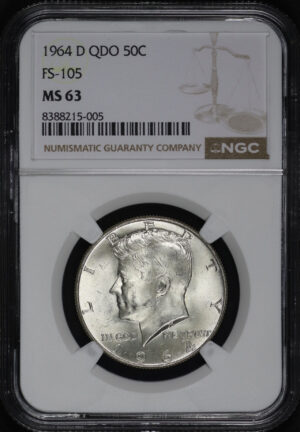 Obverse of this 1964-D QDO FS-105 Kennedy Half Dollar NGC MS-63
