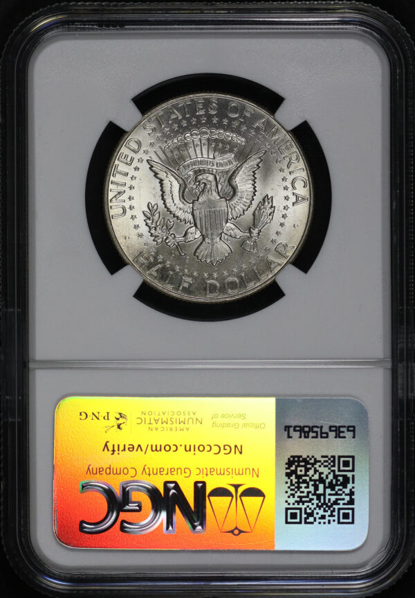 Reverse of this 1964 D QDO FS-105 Kennedy Half Dollar NGC MS-65