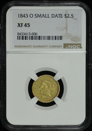 Obverse of this 1843-O Small Date Liberty Head $2.5 NGC XF-45