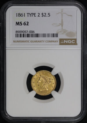 Obverse of this 1861 Liberty Head $2.5 NGC MS-62