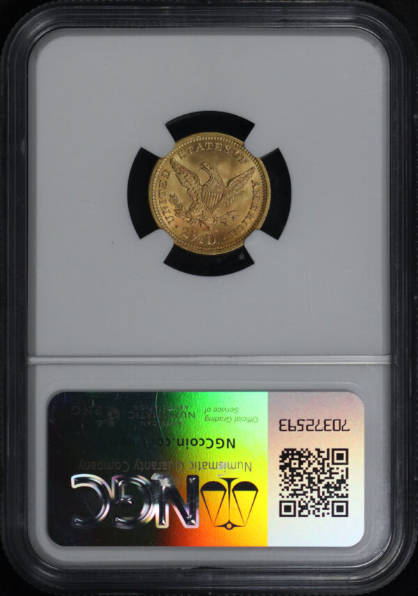Reverse of this 1873 Open 3 Liberty Head $2.5 NGC MS-66