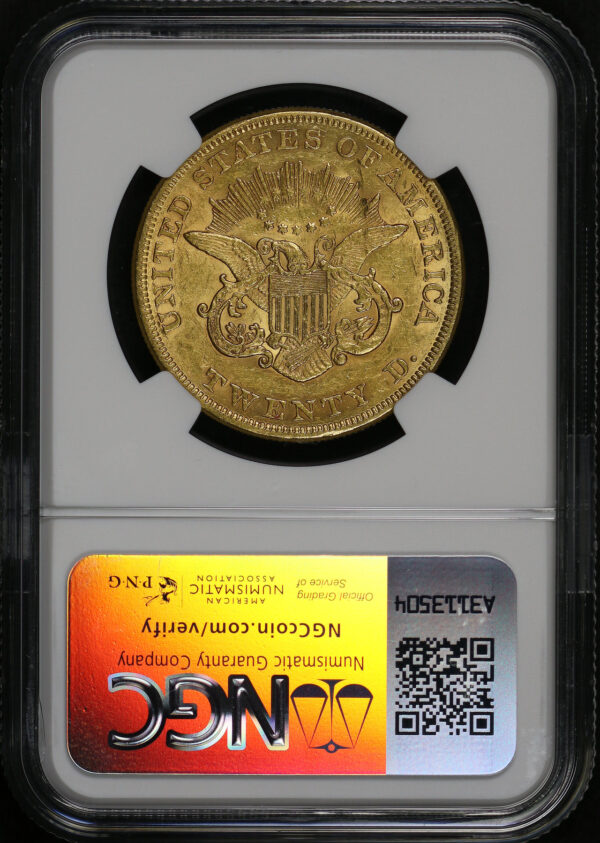 Reverse of this 1854 Large Date Liberty Head $20 Type 1 NGC AU-55