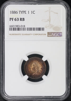 Obverse of this 1886 Type 1 Indian Cent NGC PF-63 RB