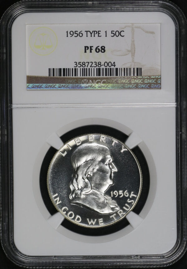 Obverse of this 1956 Franklin Half Dollar Type 1 NGC PF-68