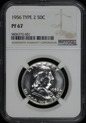 Obverse of this 1956 Type 2 Franklin Half Dollar NGC PF-67