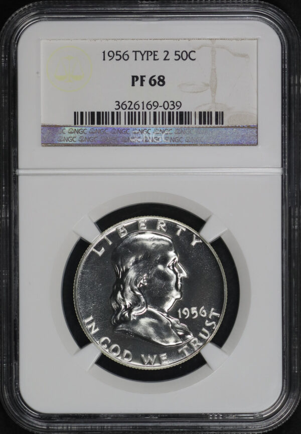 Obverse of this 1956 Type 2 Franklin Half Dollar NGC PF-68