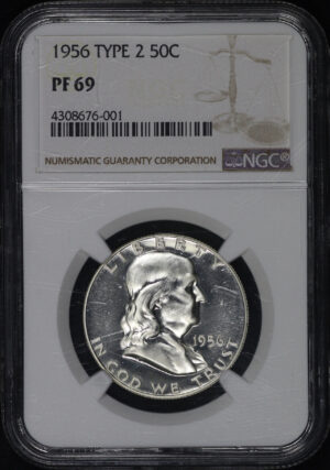 Obverse of this 1956 Type 2 Franklin Half Dollar NGC PF-69