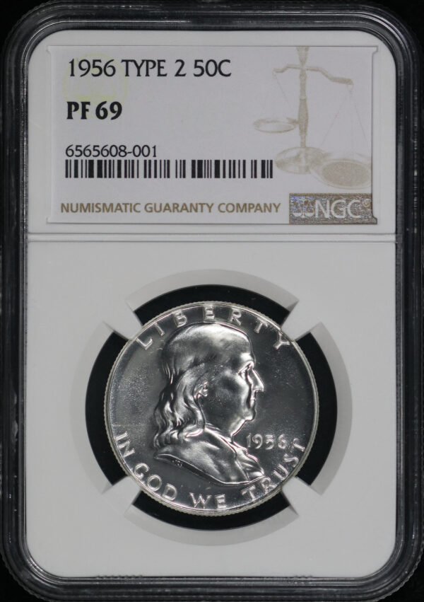 Obverse of this 1956 Franklin Half Dollar Type 2 NGC PF-69