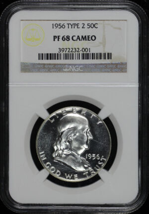 Obverse of this 1956 Franklin Half Dollar Type 2 NGC PF-68 CAM