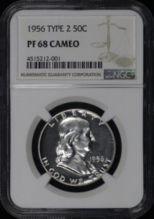 Obverse of this 1956 Type 2 Franklin Half Dollar NGC PF-68 Cameo