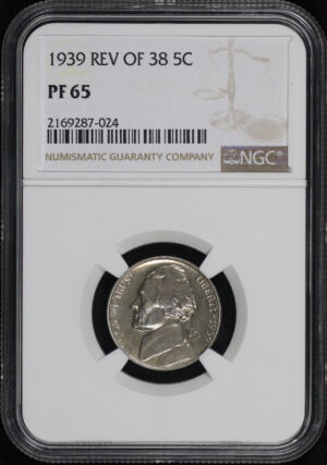 Obverse of this 1939 Reverse of 1939 Jefferson Nickel NGC PF-65