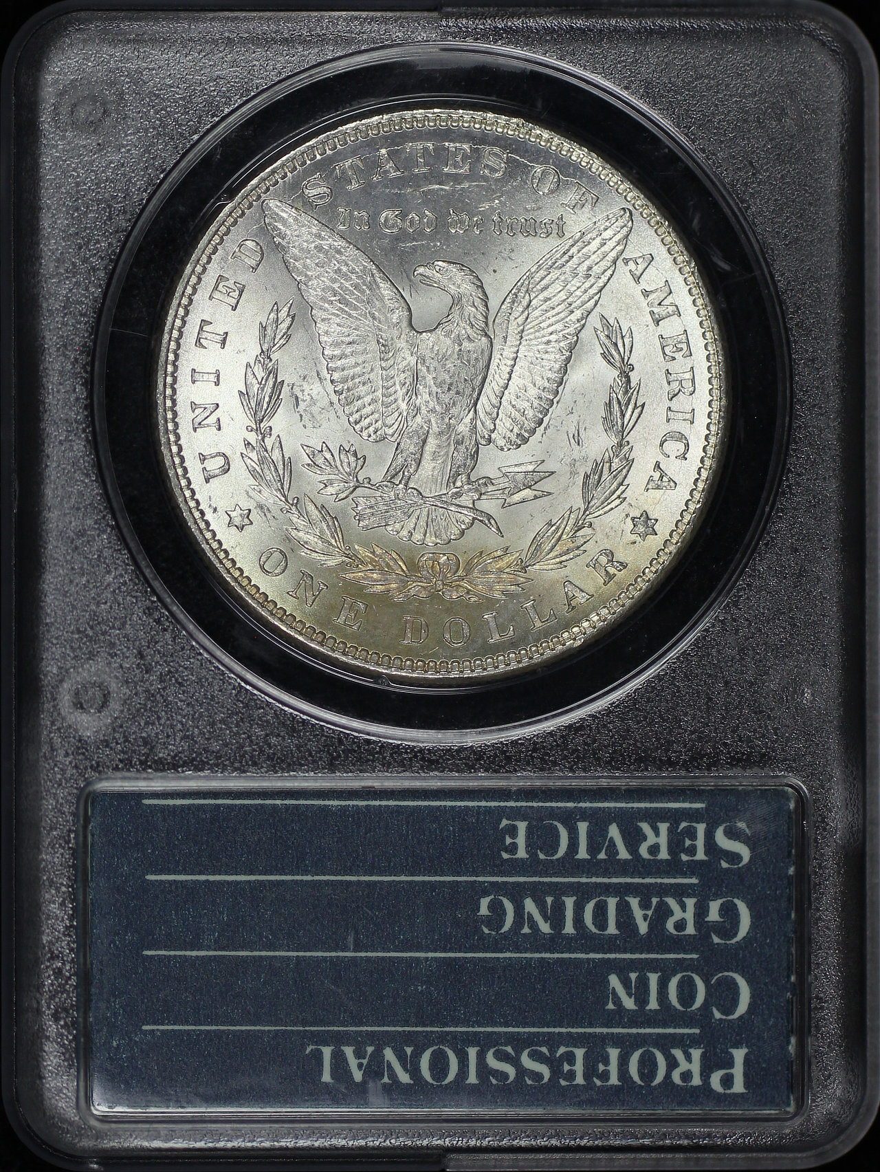 Reverse of this 1885 Morgan Dollar PCGS MS-63 Old Green Rattler Holder
