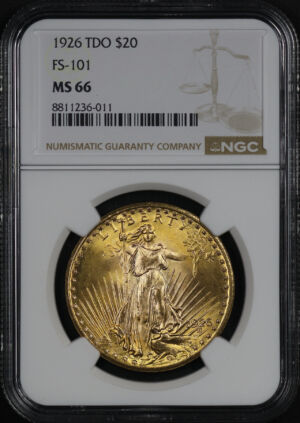 Obverse of this 1926 St. Gaudens $20 TDO FS-101 NGC MS-66 