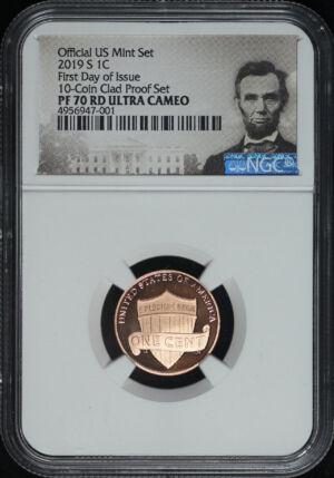 Obverse of this 2019-S Lincoln Cent Modern NGC PF-70 RD Ultra Cameo First Day of Issue