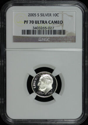 Obverse of this 2005-S Roosevelt Dime Silver NGC PF-70 Ultra Cameo