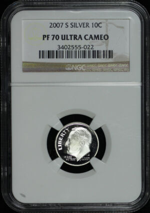 Obverse of this 2007-S Roosevelt Dime Silver NGC PF-70 Ultra Cameo
