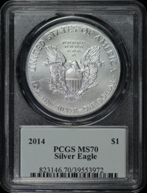 Obverse of this 2014 Silver Eagle PCGS MS-70 Thomas Cleveland 