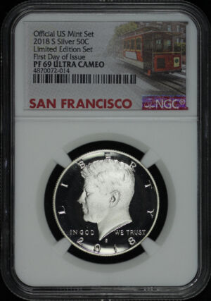 Obverse of this 2018-S Silver Kennedy Half Dollar NGC PF-69 Ultra Cameo FDOI Limited Edition Set