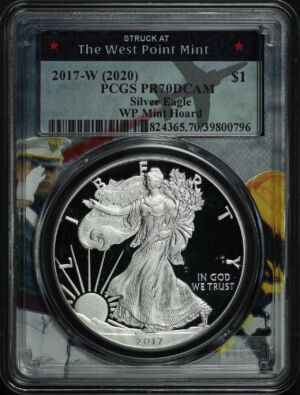 Obverse of this 2017-W (2020) Silver Eagle First Strike Picture Frame PCGS PR-70 DCAM