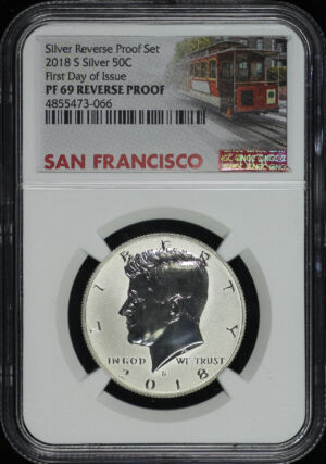 Obverse of this 2018-S Silver Kennedy Half Dollar Reverse Proof NGC PF-69 FDOI