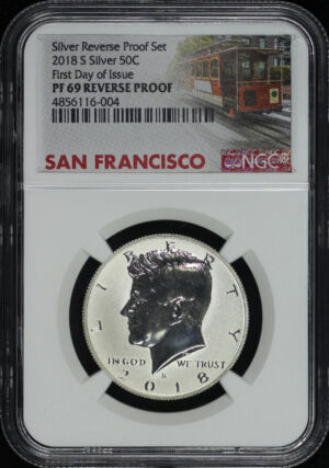 Obverse of this 2018-S Silver Kennedy Half Dollar Reverse Proof NGC PF-69 FDOI
