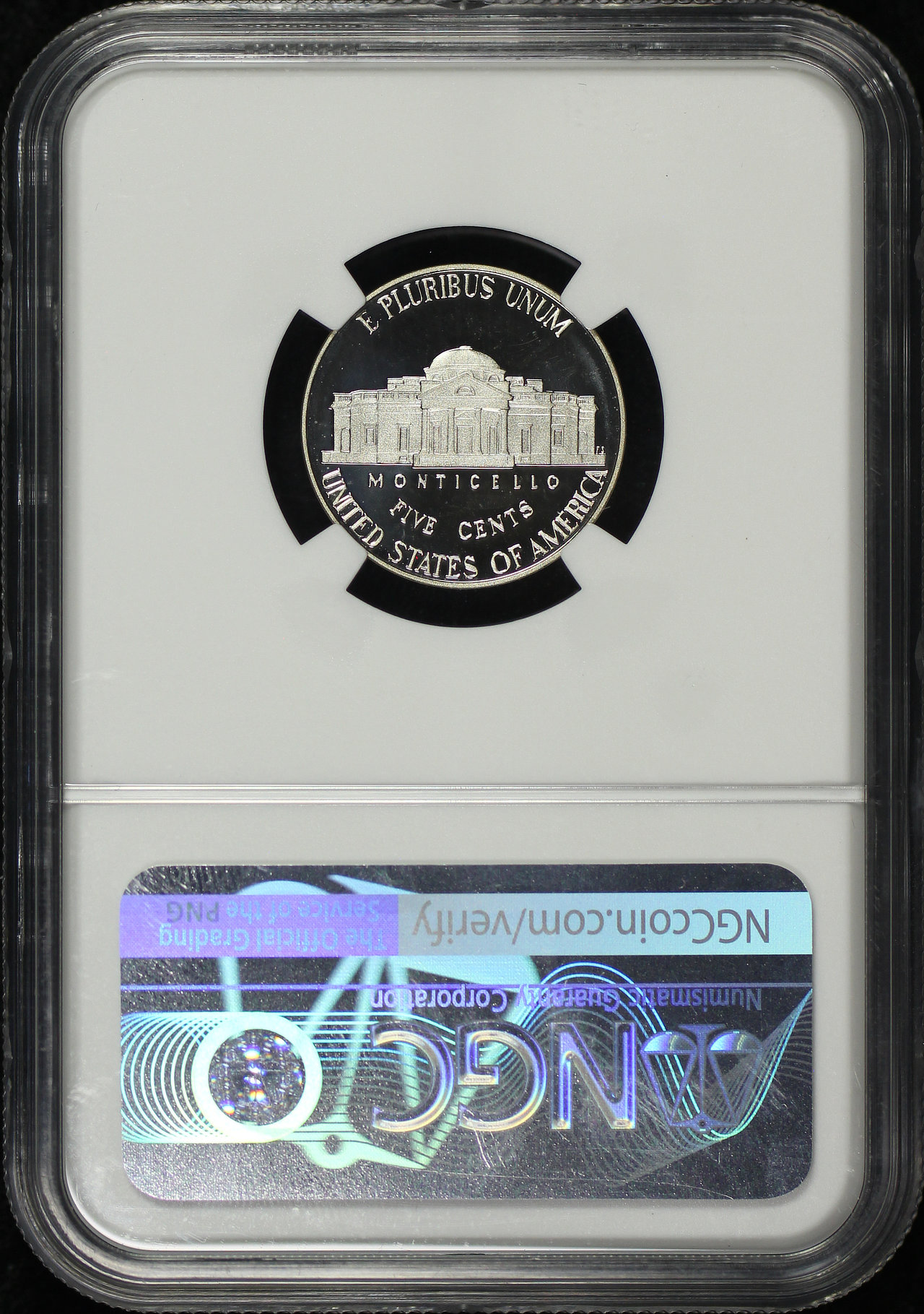 Reverse of this 2020-W Jefferson Nickel NGC PF-70 Ultra Cameo First Day-Atlanta ANA First “W” Mint Mark Nickel