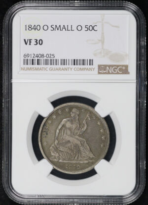 Obverse of this 1840-O Very Small O Liberty Seated Half Dollar WB-7 NGC VF-30