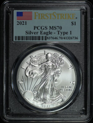 Obverse of this 2021 Silver Eagle Type 1 PCGS MS-70 First Strike