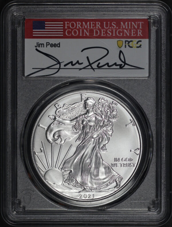 2021-(S) Emergency Issue American Silver Eagle Struck at San Francisco PCGS MS-70 First Day Of Issue Jim Peed Signature Label