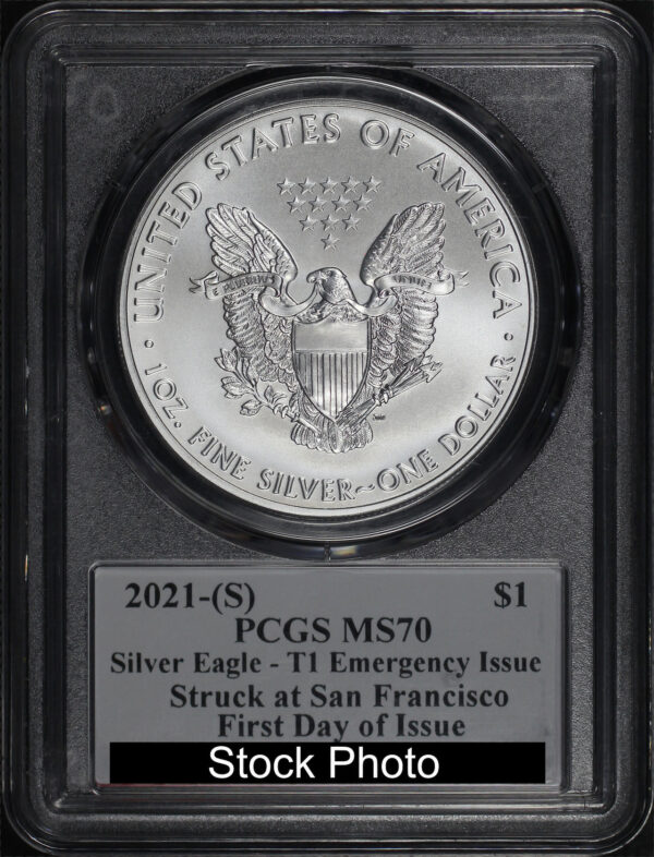 2021-(S) Emergency Issue American Silver Eagle Struck at San Francisco PCGS MS-70 First Day Of Issue Jim Peed Signature Label - Image 2