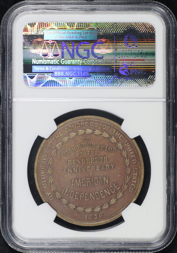 Reverse of this 1876 PA HK-21  U.S. Centennial Exposition Official Medal So-Called Dollar NGC AU-58 BN