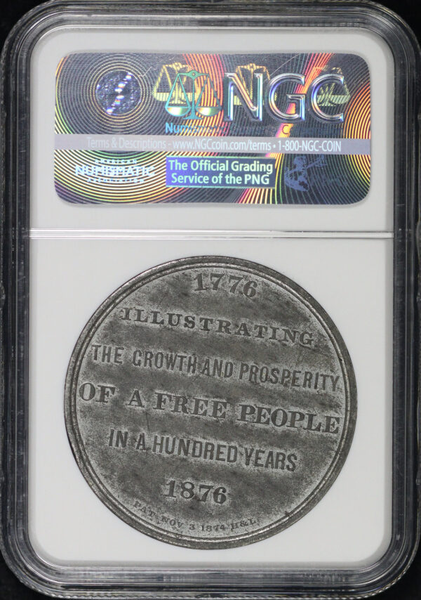 Reverse of this 1876 Pa Hk-82  SC$1 NGC MS-61