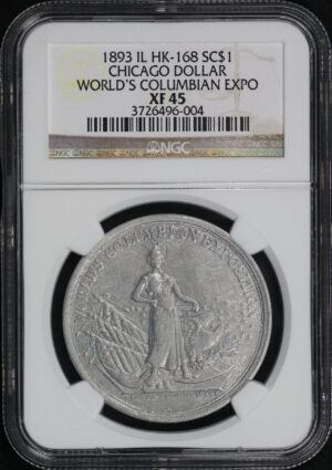 Obverse of this 1893 IL HK-168 Chicago World’s Columbian Exposition So-Called Dollar NGC XF-45