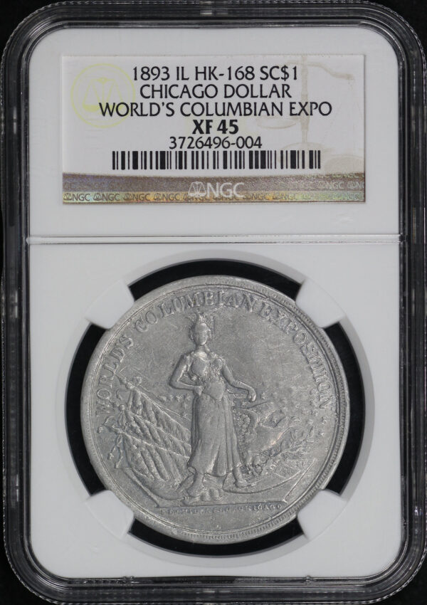 Obverse of this 1893 IL HK-168 Chicago World’s Columbian Exposition So-Called Dollar NGC XF-45